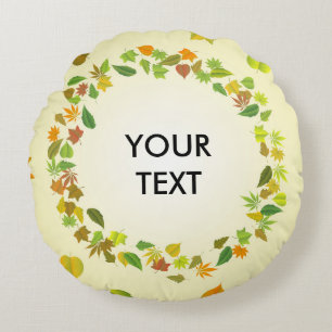 Autumn leaves round cushion