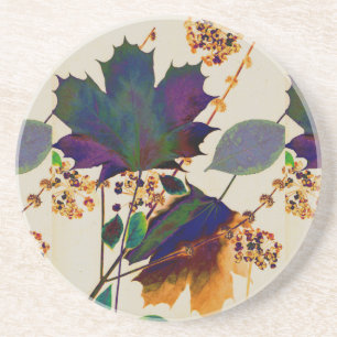 Autumn Leaves Royal Colours Sandstone Coaster