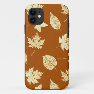 Autumn leaves - rust brown and cream iPhone 11 case