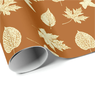 Autumn leaves - rust brown and cream wrapping paper