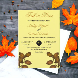 Autumn Leaves Rustic Boho Chic Fall Floral Wedding Invitation