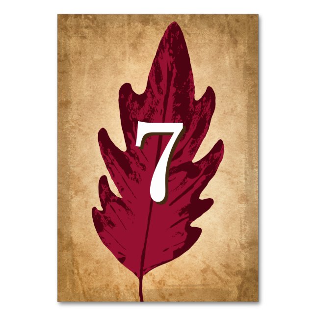 Autumn Leaves Rustic Fall Wedding Table Cards (Back)