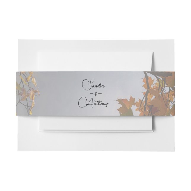 Autumn Leaves Rustic invitation  Belly Band (Front Example)