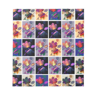 Autumn Leaves Rustic Patchwork Quilt Collage Notepad