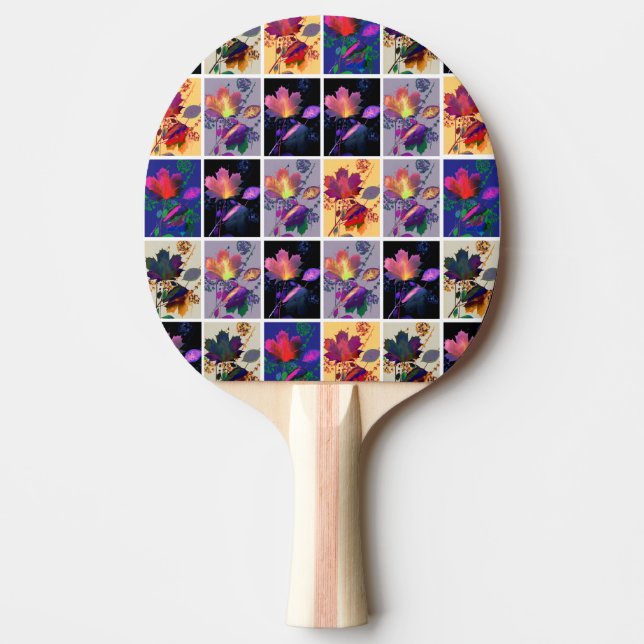 Autumn Leaves Rustic Patchwork Quilt Collage Ping Pong Paddle (Front)