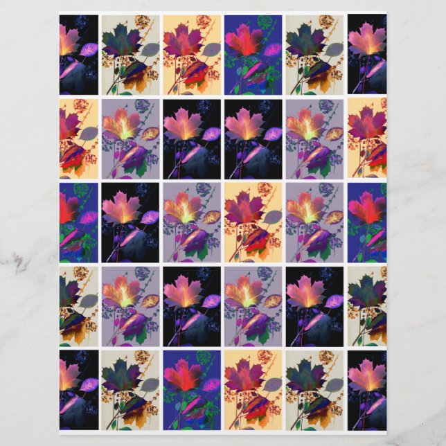 Autumn Leaves Rustic Patchwork Scrapbook Paper (Front)