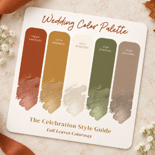 Autumn Leaves Rustic Wedding Colour Palette Swatch Card