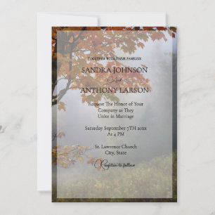 Autumn Leaves Rustic Wedding Invitation