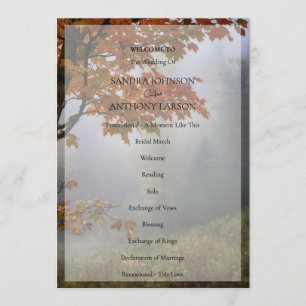 Autumn Leaves Rustic Wedding Program Programme