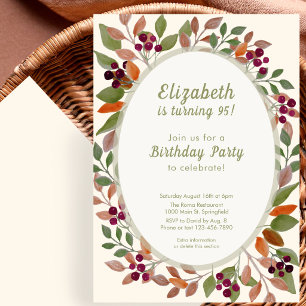 Autumn Leaves Sage Green 95th Birthday Invitation