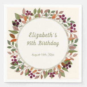 Autumn Leaves Sage Green 95th Birthday Napkin