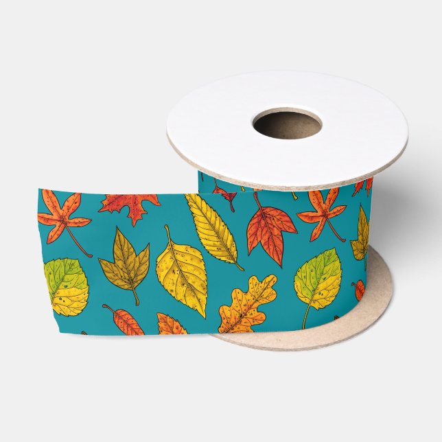 Autumn leaves satin ribbon (Spool)