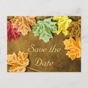 Autumn Leaves Save the Date Postcard