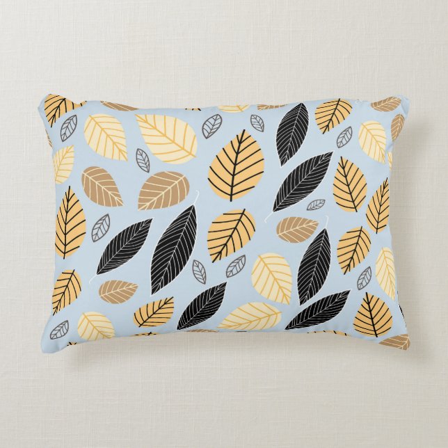 Autumn Leaves: Seamless Blue Background Decorative Cushion (Front)