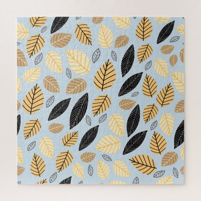 Autumn Leaves: Seamless Blue Background Jigsaw Puzzle (Vertical)