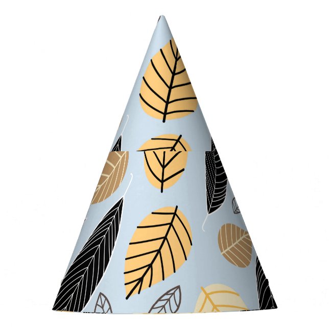 Autumn Leaves: Seamless Blue Background Party Hat (Front)