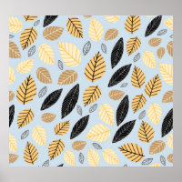 Autumn Leaves: Seamless Blue Background