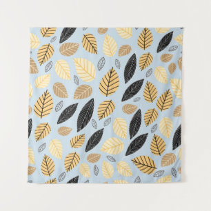Autumn Leaves: Seamless Blue Background Tapestry