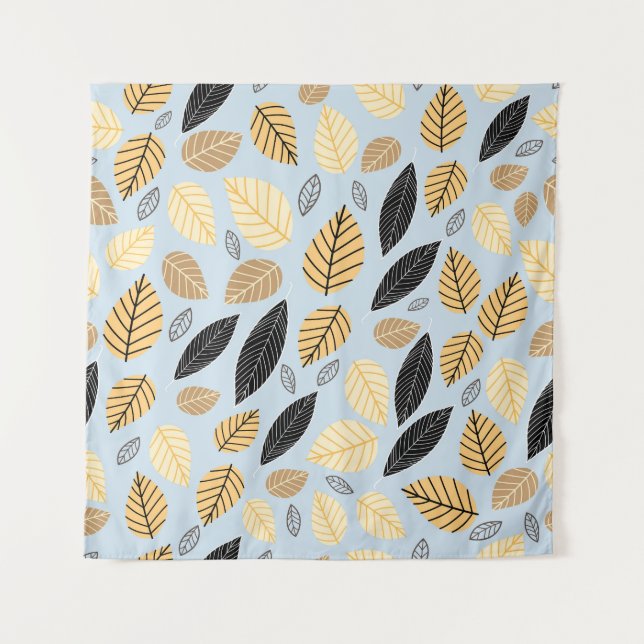 Autumn Leaves: Seamless Blue Background Tapestry (Front)