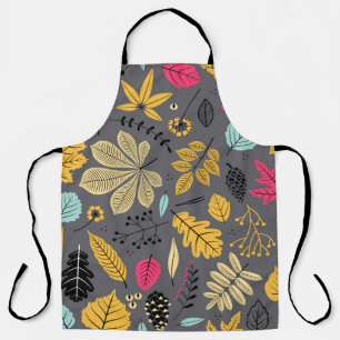 Autumn Leaves: Seamless Dark Pattern Apron