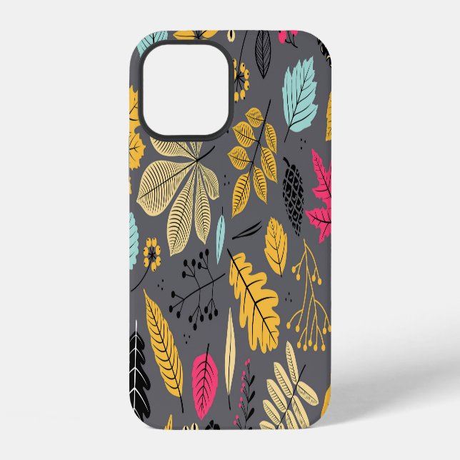 Autumn Leaves: Seamless Dark Pattern iPhone Case (Back)