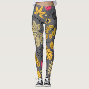 Autumn Leaves: Seamless Dark Pattern Leggings