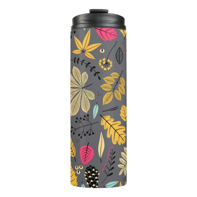 Autumn Leaves: Seamless Dark Pattern Thermal Tumbler (Front)