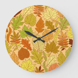 Autumn leaves: seamless fabric print large clock