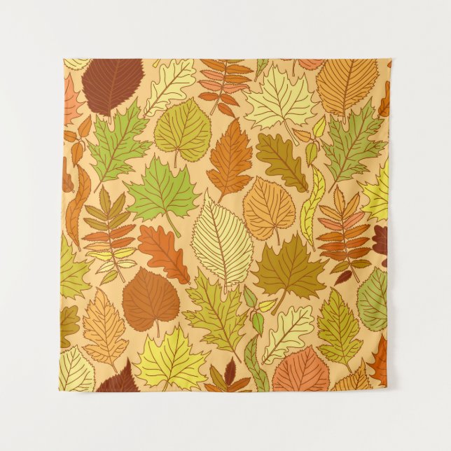 Autumn leaves: seamless fabric print tapestry (Front)