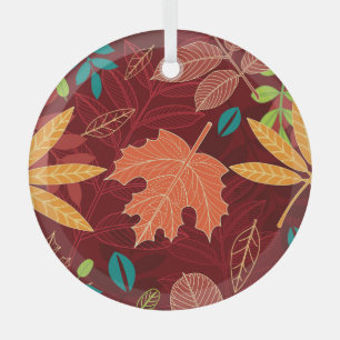 Autumn Leaves: Seamless Nature Pattern Glass Tree Decoration