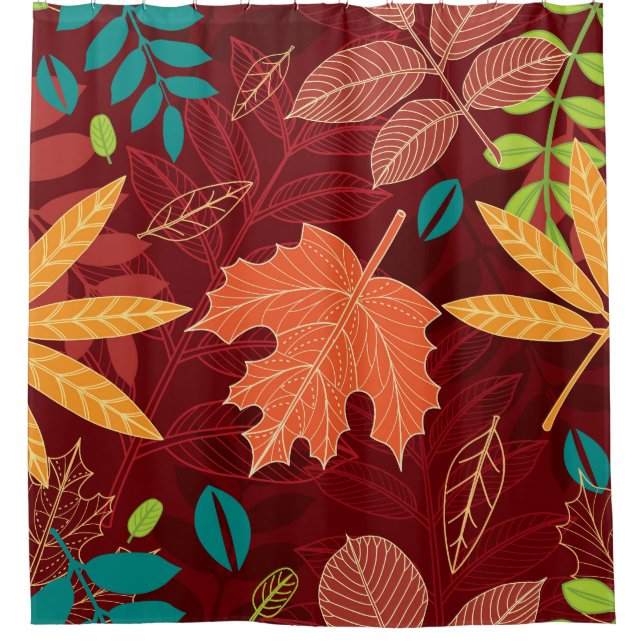Autumn Leaves: Seamless Nature Pattern Shower Curtain (Front)