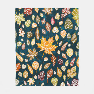 Autumn leaves seamless pattern background vintage fleece blanket