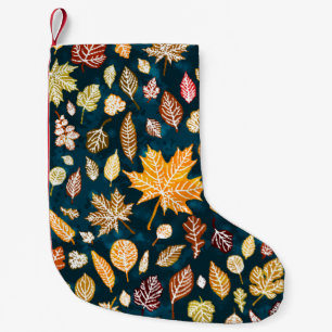 Autumn leaves seamless pattern background vintage small christmas stocking