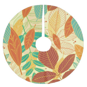 Autumn Leaves Seamless Pattern Brushed Polyester Tree Skirt