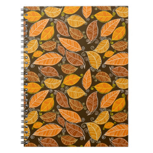 Autumn leaves seamless pattern, vintage background notebook