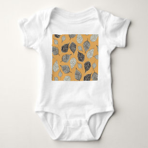 Autumn leaves, seamless vintage pattern. baby bodysuit