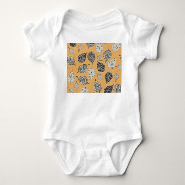Autumn leaves, seamless vintage pattern. baby bodysuit (Front)