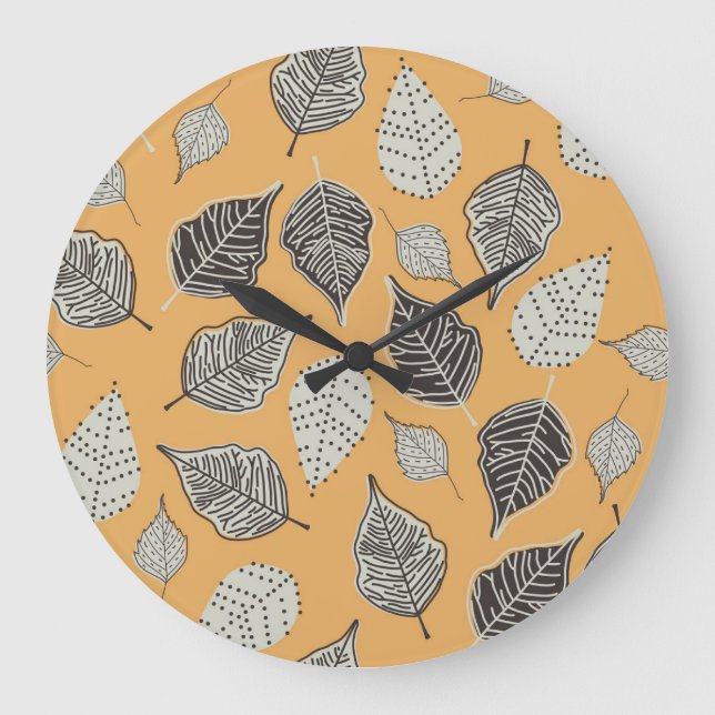 Autumn leaves, seamless vintage pattern. large clock (Front)