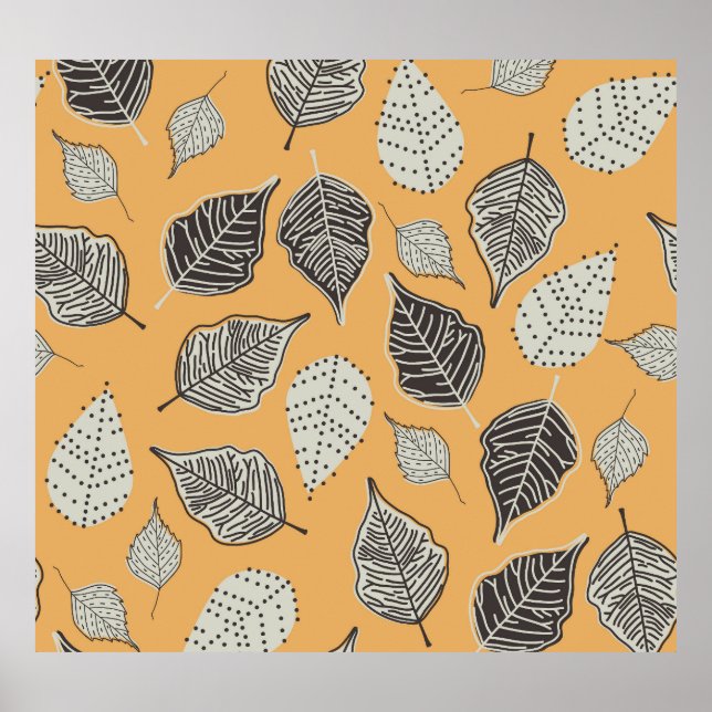 Autumn leaves, seamless vintage pattern. poster (Front)