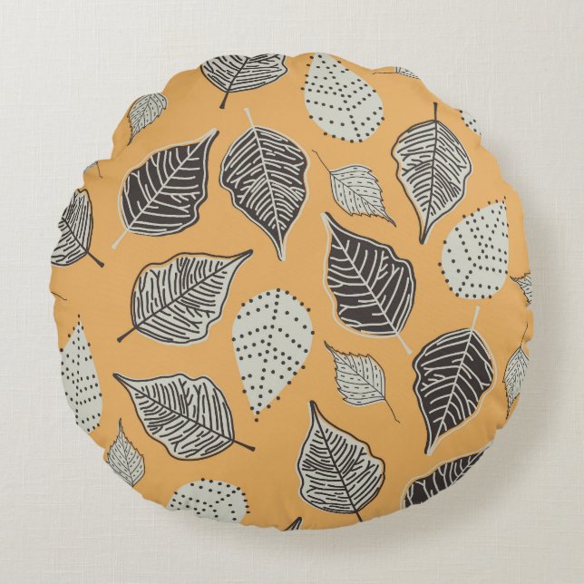 Autumn leaves, seamless vintage pattern. round cushion (Front)