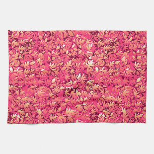 Autumn leaves, shades of red and orange tea towel