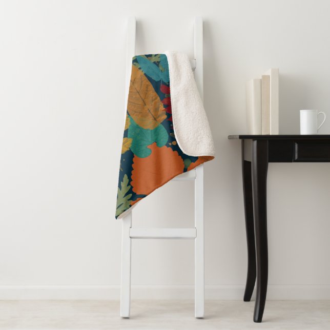 Autumn leaves sherpa blanket (In Situ)