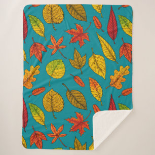 Autumn leaves sherpa blanket