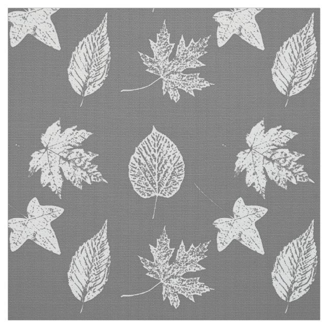 Autumn leaves - silver grey and white fabric (Swatch)