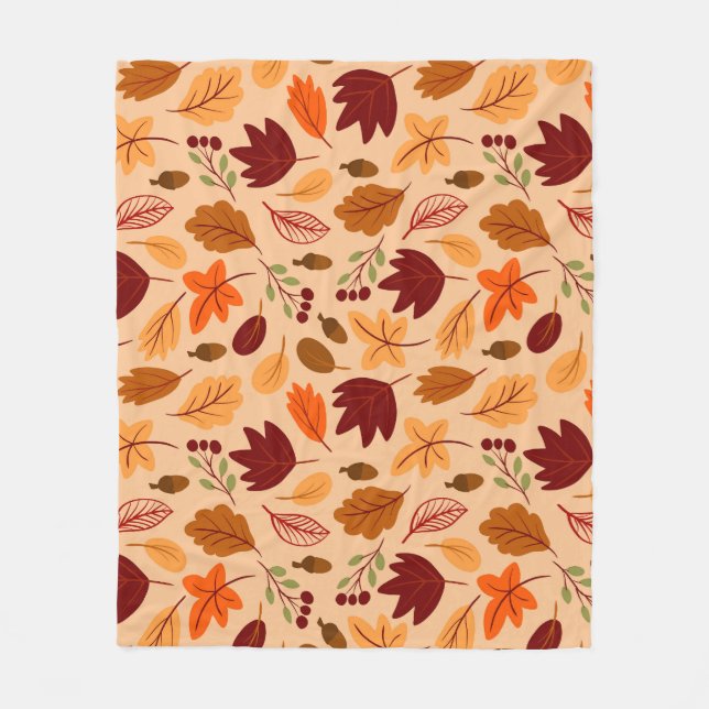 Autumn leaves, simple childish seamless pattern. fleece blanket (Front)