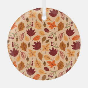 Autumn leaves, simple childish seamless pattern. glass tree decoration