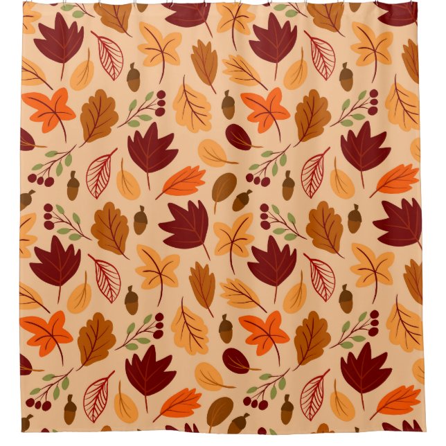 Autumn leaves, simple childish seamless pattern. shower curtain (Front)