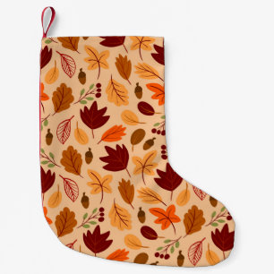 Autumn leaves, simple childish seamless pattern. small christmas stocking