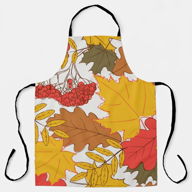 Autumn leaves, simple seamless pattern apron (Front)
