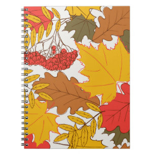 Autumn leaves, simple seamless pattern notebook